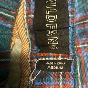 Wildfang Teal and Orange Plaid pants